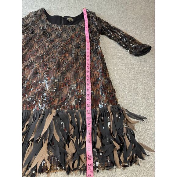 Sequin Fringe Mini Dress - Black and Brown - Picture 6 of 7